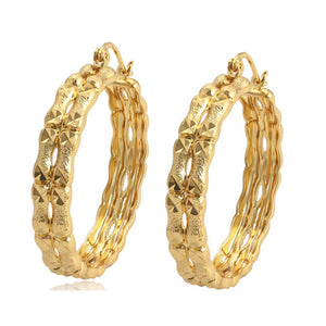 Earrings - 24K Gold Plated. Diamond Cut Hoops. *Premium Q*
