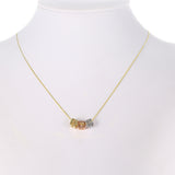 Necklace - Tri Color Gold Plated. I Love You - Cubes. Premium Q.