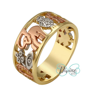 Rings - Tri Color Gold Plated. Good Luck Ring. *Premium Q*