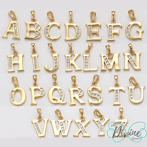 Pendants - 14K Gold Plated. Initial Letter Pendant. Set of 26 *Premium Q*
