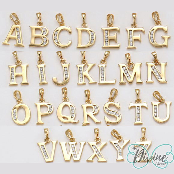 Pendants - 14K Gold Plated. Initial Letter Pendant. *Premium Q*