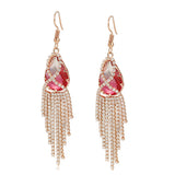 Earrings - Rose Gold Plated. Luxury Elegant Pink Drop Crystal. *Premium Q*