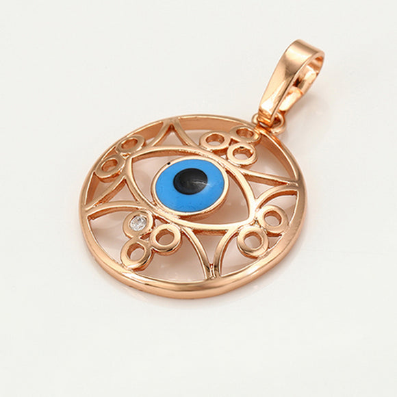Pendants - Rose Gold Plated. Blue Evil Eye.  *Premium Q*