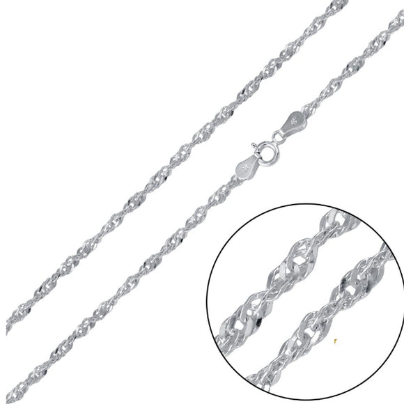 Chains - 925 Sterling Silver. Singapore 025 - 1.5mm