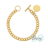 Bracelets - Stainless Steel Gold Plated. Saint Benedict Charm.  *Premium Q*
