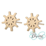 CLOSEOUT* Earrings - Stainless Steel. 14K Gold Plated. Rudder Stud Earrings. *Premium Q*