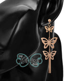 CLOSEOUT* Earrings - Stainless Steel. Rose Gold Plated.  Butterfly. *Premium Q*