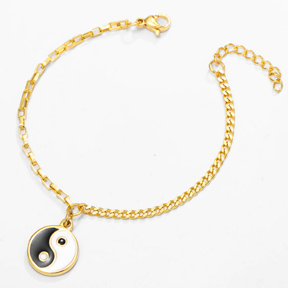 Bracelets - Stainless Steel Gold Plated. Yin Yang *Premium Q*