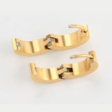 Earrings - Stainless Steel Gold Plated. Small Hoops Earrings w crystals. *Premium Q*