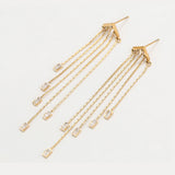 CLOSEOUT* Earrings - Stainless Steel. 14K Gold Plated. Cascade Long Earrings *PremiumQ*