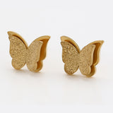 Earrings - Stainless Steel. Yellow Gold Plated. Butterfly. *Premium Q*