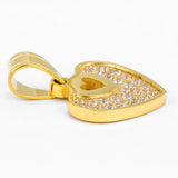 Pendants - Stainless Steel Gold Plated. Heart with crystals. *Premium Q*