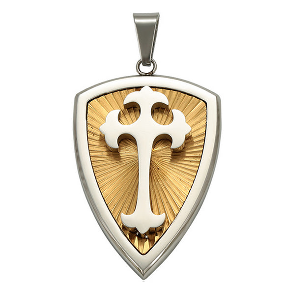 Pendants - Stainless Steel.  Crucifix Shield. Escudo crucifijo *Premium Q*