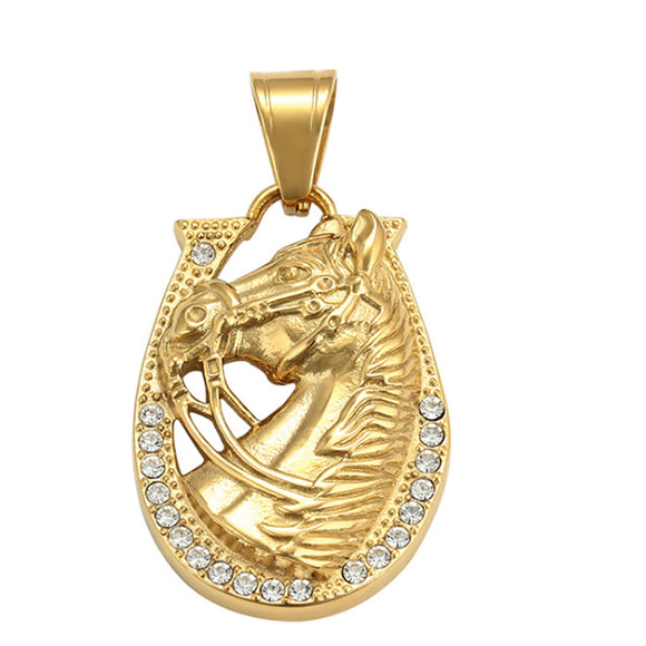 Pendants - Stainless Steel. 14K Gold Plated. Horse Shoe - Herradura Caballo.