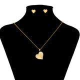 Sets - Stainless Steel - 14K Gold Plated. 3D Heart Set. *Premium Q*