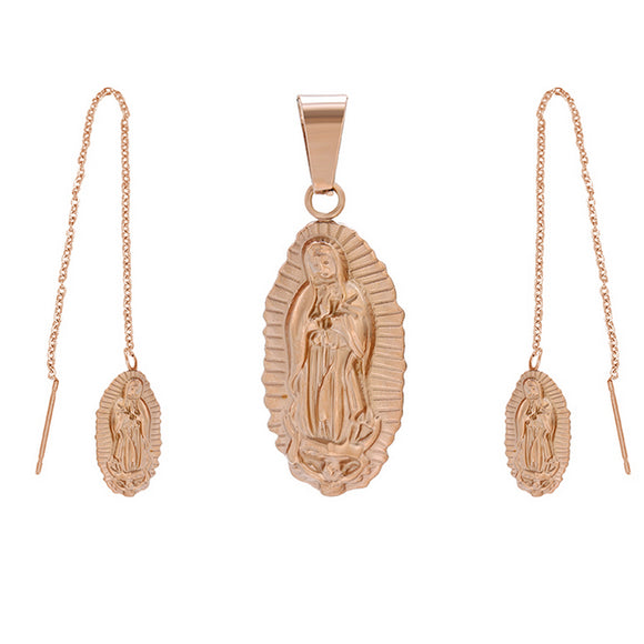 Sets - Stainless Steel. Rose Gold. Our Lady of Guadalupe Set.  *Premium Q*
