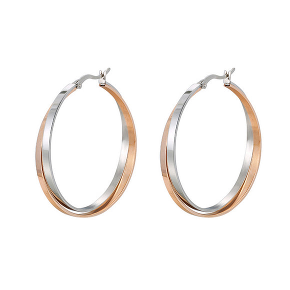 Earrings - Stainless Steel. 2 Color. Double Hoops Earrings. *Premium Q*